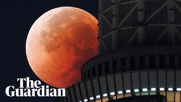 Blood moon and lunar eclipse shines around the world