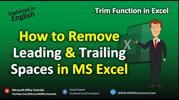 How to Remove Leading & Trailing Spaces in Excel | MS Excel Tutorial | Microsoft Excel Learning