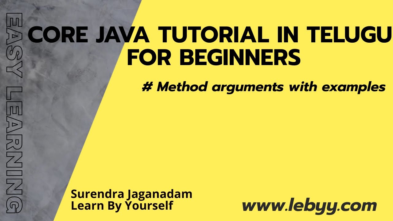 Method arguments with examples || Java Tutorial for Beginners in Telugu ...