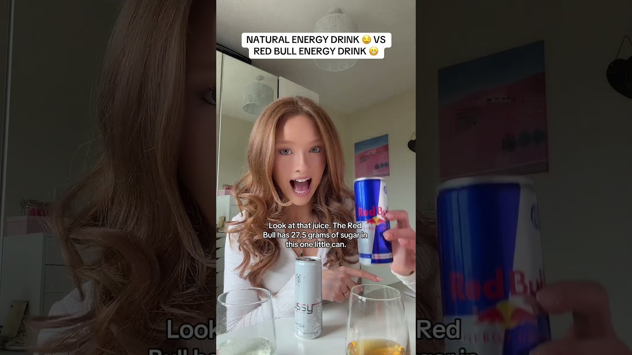 NATURAL ENERGY DRINK 🤤 VS REDBULL ENERGY DRINK 😬 #fyp #redbull #energydrinks #uk #usa