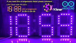 7Segment Digital Clock using WS2812B LED and Arduino-12 Hr time Display|WS2812| Arduino