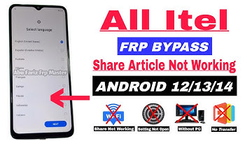 Itel FRP Bypass/Unlock Android 14 Share Not Working | All Itel 2025 Google Lock Bypass |
