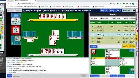 Viewing Scores at other tables whilst in a tournament on BBO