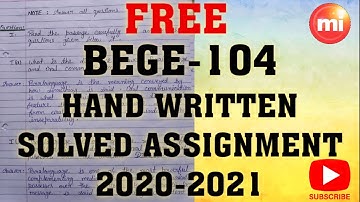 BEGE-104 HAND WRITTEN IGNOU SOLVED ASSIGNMENT/BEGE-104 Ignou Solved Assignment.