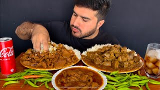 ASMR: EATING SPICY MUTTON BOTI CURRY+SPICY MUTTON LIVER CURRY WITH RICE+DRINK || MUKBANG