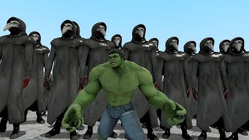 HULK  VS 100 SCP-049S!!! Garrys Mod Sandbox