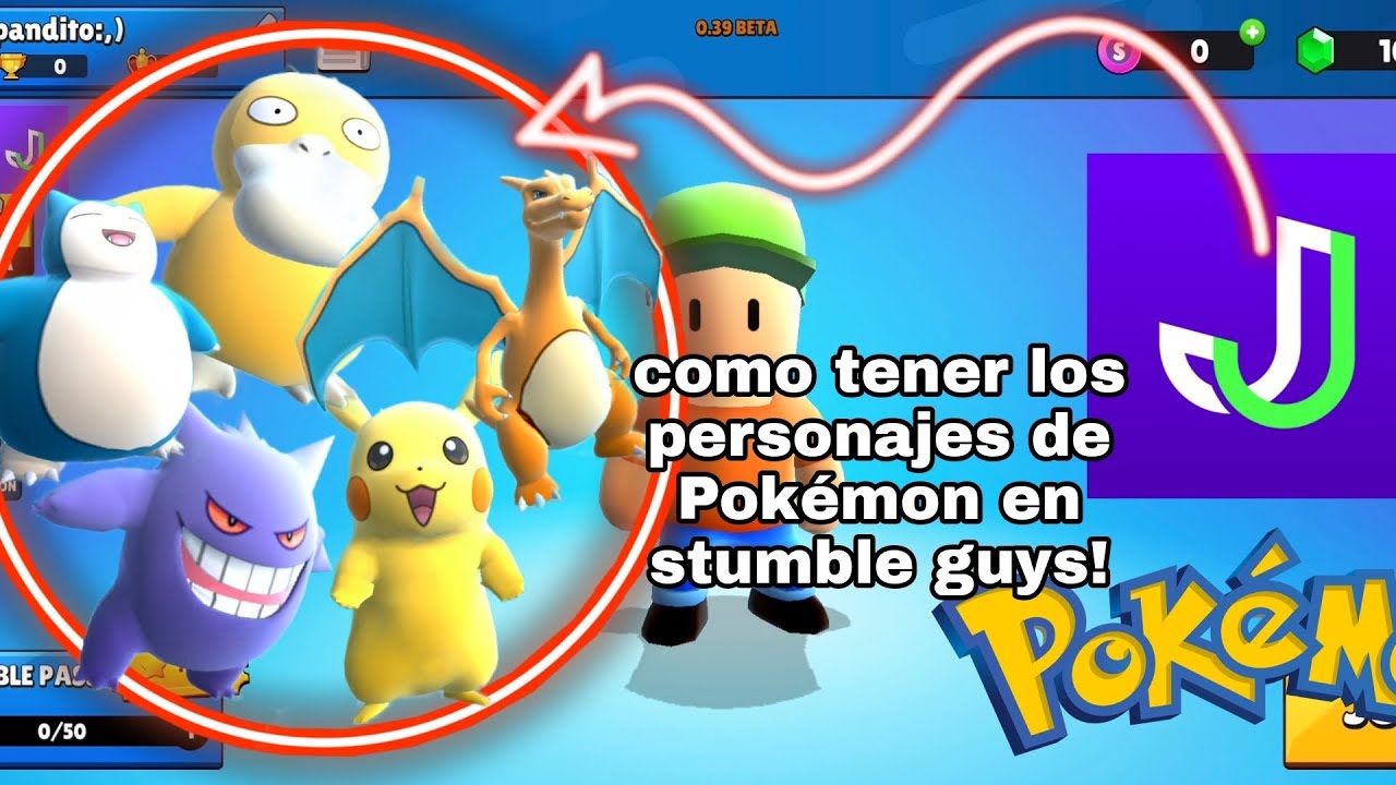 cómo tener todos los personajes en el stumble guys de Pokémon en *jojoy.io  fácil y rápido*.