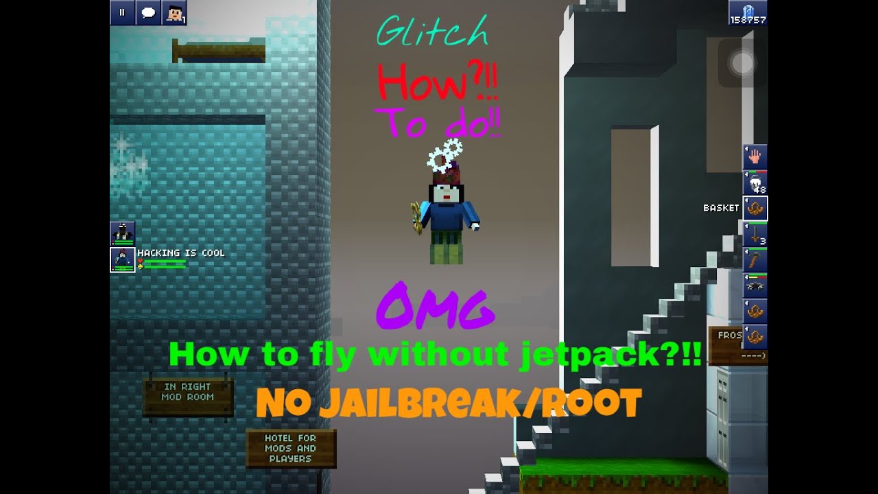 How to fly in air without Jetpack in Blockheads No Root/Jailbreak