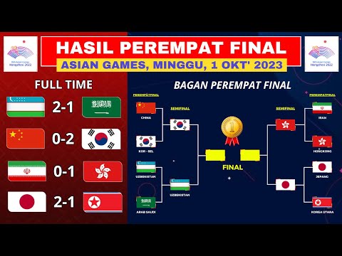 Hasil Perempat Final Asian Games 2023 Hari ini - China Vs Korea Selatan - Jepang Vs Korea Utara