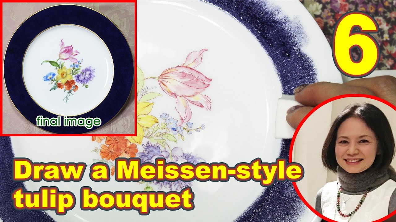 Porcelain painting for beginners] Painting a Meissen-style tulip