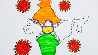 || Drawing of Indian Map with Lock-down during Corona-virus || Cubical Art