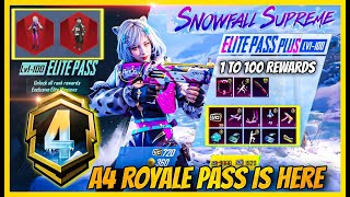 A4 ROYAL PASS IS HERE - FREE UPGRADABLE GUN SKIN , 1 TO 100 REWARDS IN 2.9 WINTER UPDATE ( BGMI )