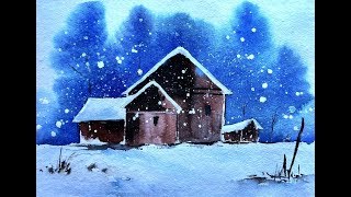 winter watercolor painting beginners paint landscape