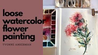 LOOSE WATERCOLOR FLOWER PAINTING Time lapse tutorial video of loose floral watercolour painting