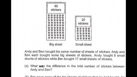 P6 2019 Catholic High Prelims Q16 - Whole Numbers | Big Small Sheets Stickers Andy Ben | PSLE Maths