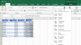 Referencias estructuradas en Excel