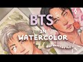 Painting BTS members in watercolor🎨 ★ Paint with me✨