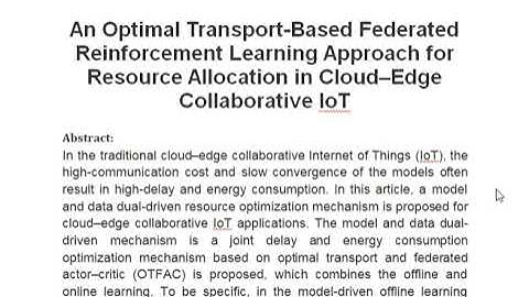 An Optimal Transport Based Federated Reinforcement Learning Approach for Resource Allocation in Clou