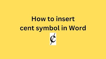 How to insert cent symbol in Word