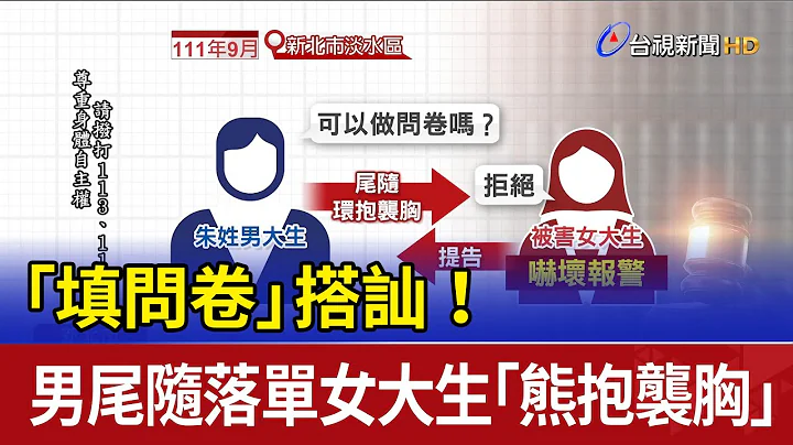 “填问卷”搭讪！ 男尾随落单女大生“熊抱袭胸” - 天天要闻