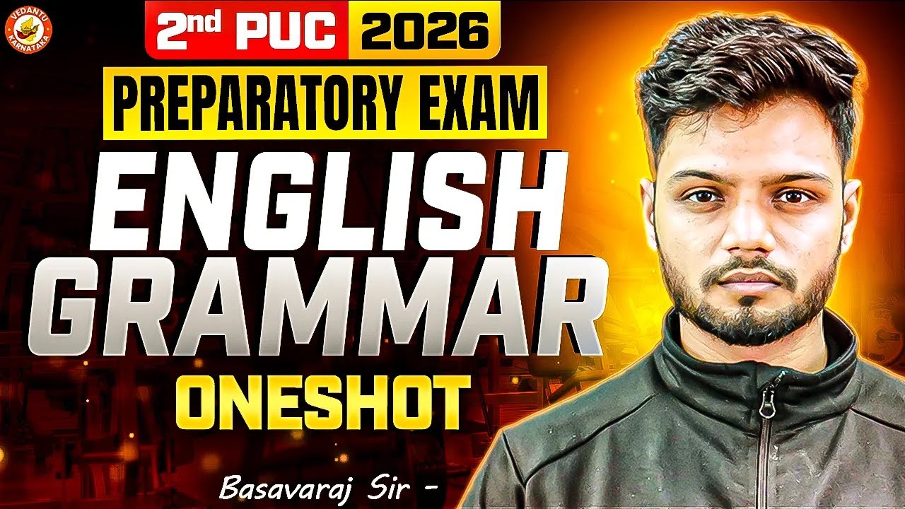 2nd PUC English Grammar One Shot 🔥 | 2nd PUC English 2026 | Basavaraj ...