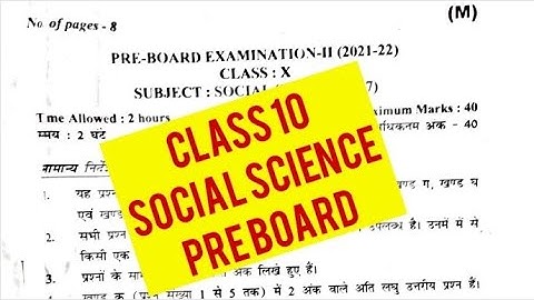 cbse pre board class 10 social science paper/16 March 2022/class 10 social science paper answer key