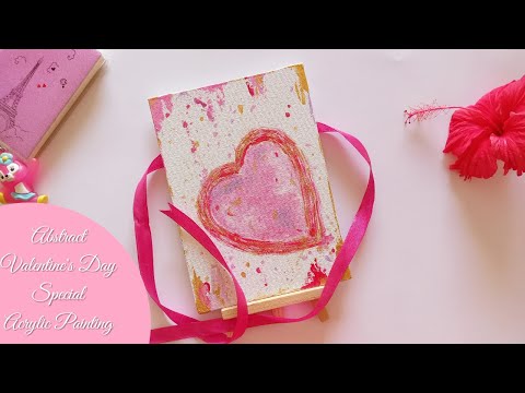 Abstract Valentine's Day Special Acrylic Painting For Beginners | Mini Canvas Painting Step By Step