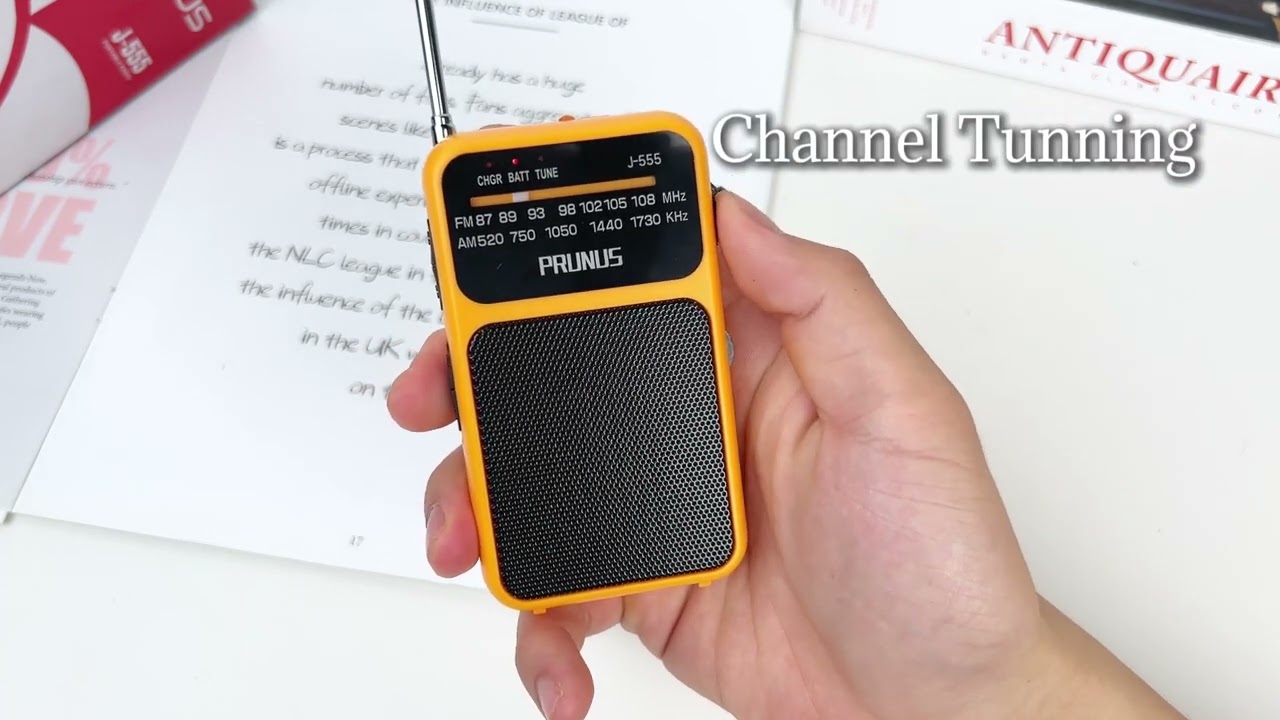 PRUNUS J-555 Pocket Radio, AM/FM, USB-C & Battery, Clear Sound