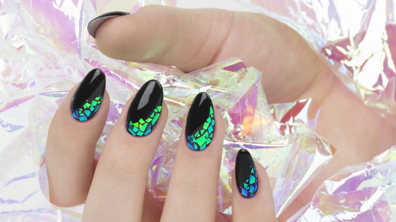 Glass Nails Effect Folia Mirror Emerald Indigo Nails Efekt Szklanych Paznokci Youtube