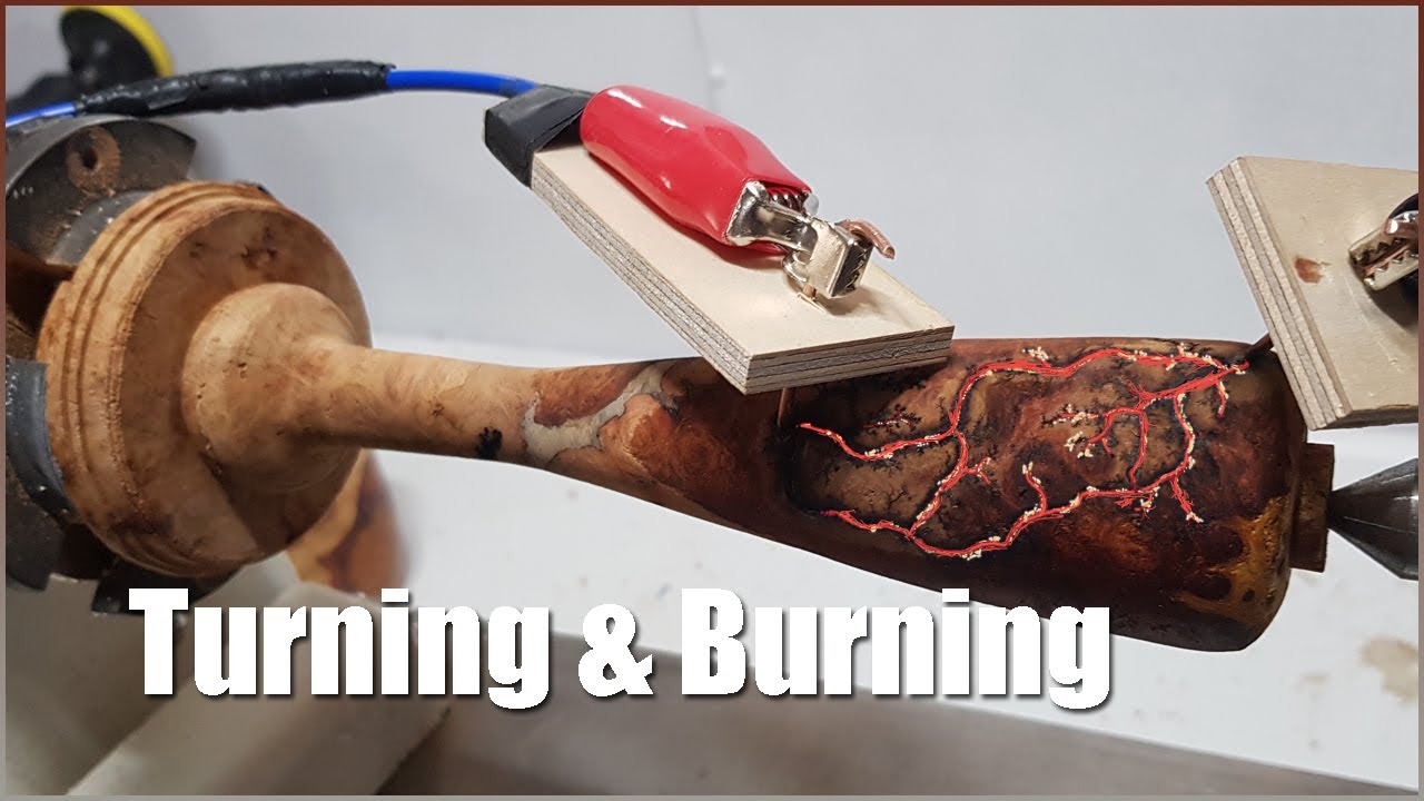 Woodturning Mini Baseball Bat with Fractal Lichtenberg Wood Burning