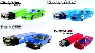 4 AMAZING JDM CARS WITH GAS LIGHTER | supra, r34, ae86 & nsx