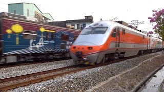 3231次區間車與134次自強號在大林鎮中興路地下道交會(2019台灣燈會在屏東彩繪列車)