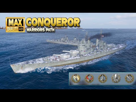 Battleship Conqueror on map WarriorÂ´s Path - World of Warships