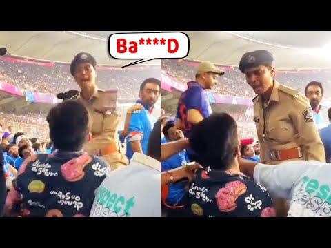 Lady Police slapped Indian fan in Ahmedabad stadium for misbehaving on world cup match Ind vs Pak
