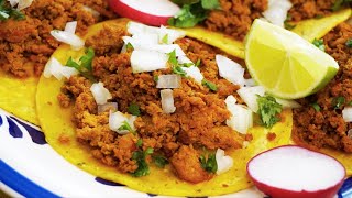 TACOS AL PASTOR RECIPE  ground meat tacos and tomatillo salsa