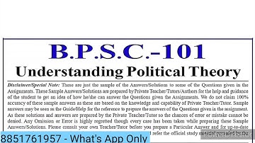 BPSC 101 Solved Assignment 2022-23 | BPSC 101 Solved Assignment 2022-23 in English | BPSC 101 IGNOU