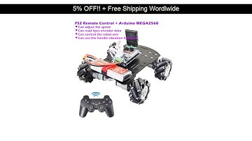 [FREE SHIPPING] PS2 RC Smart Mecanum Wheel Robot Car Omni-Directional Kit for Arduino Mega2560 with