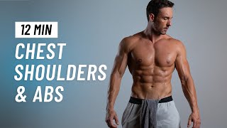 12 Min Chest, Shoulder & Abs Workout At Home (No Equipment, No Repeats)