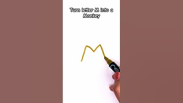 Draw a Monkey From the Letter M | Easy Monkey Drawing Trick #shorts #ytshorts #monkey #kidsart