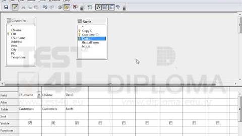 Create a query named q1 deriving data from the Customers and Rents tables. The query will export...
