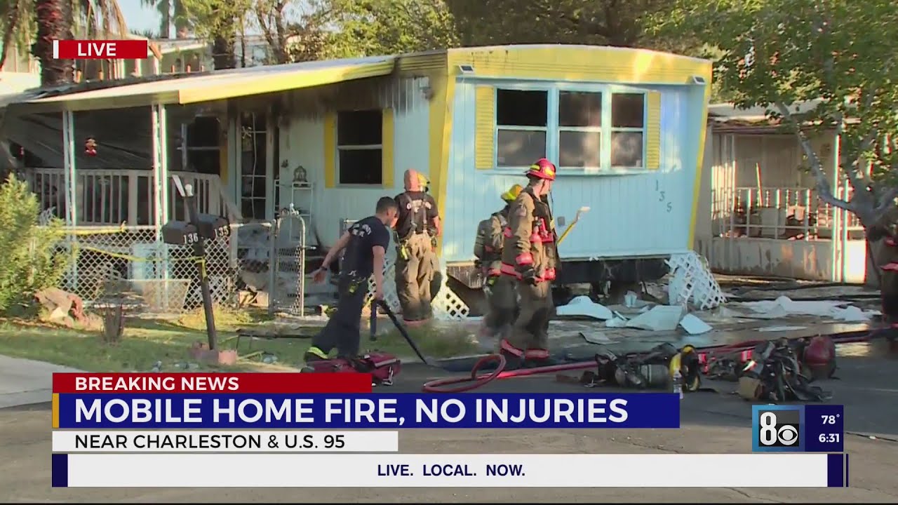 Fire crews battle blaze in east valley mobile home - YouTube