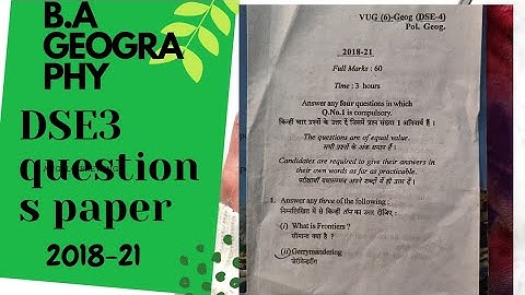 BA GEOGRAPHY SEMSTER 6 DSE3 QUESTIONS PAPER 2021|| ug geography #BA_GEOGRAPHY#geo3