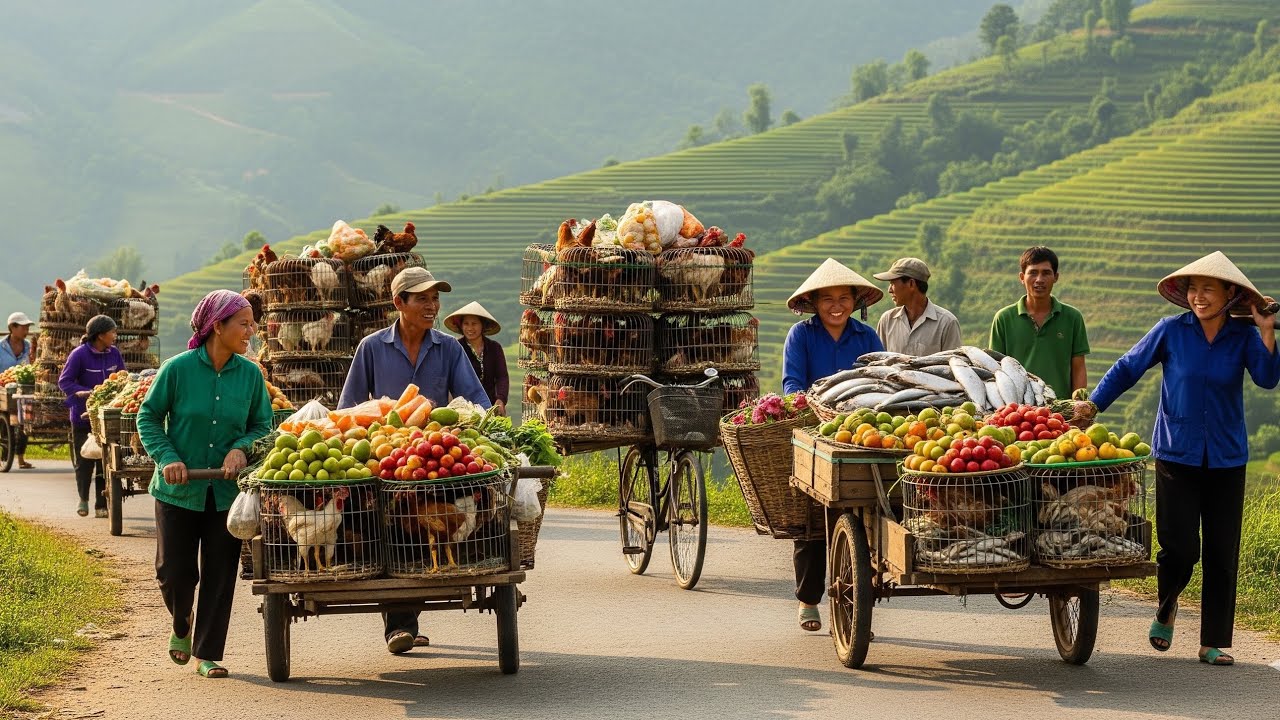 Amazing Vietnam Mountain Market | Villagers Selling Chickens, Fish & Fresh Foods