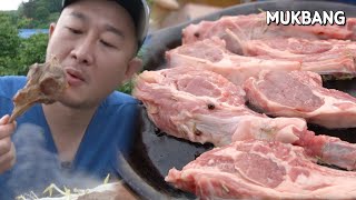 해질녘 양고기 1kg 파티양고기 먹방~ Lamb Mukbang eating show