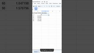 SIN Function in Google Sheets — Formula #102 of 500 #Shorts