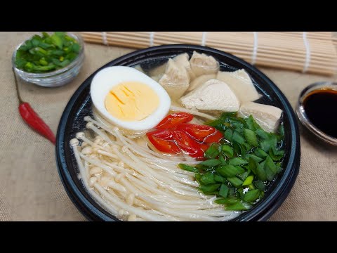 Куриный суп с грибами ЭНОКИ. Простой и вкусный рецепт