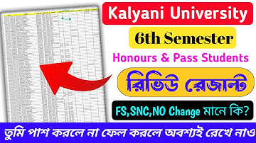 Kalyani University 6th Semester Review Results 2024-25 | What does FS, SNC, NO Change mean?