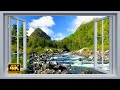 4k river in the mountains window view  relaxing calming ambience white noise asmr