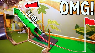 Crazy Homemade Mini Golf Course With A Slide!