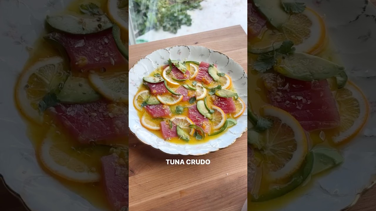 Tuna Crudo, and Avocado with Lemon Passion Fruit